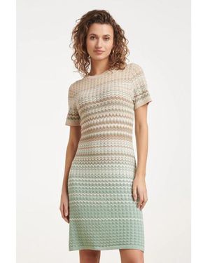 Smashed Lemon Gebreide Jurk Met Zigzag Print - Groen