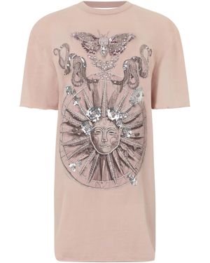 Philipp Plein Open Back T-Shirt Dress Butterfly Tattoo - Roze