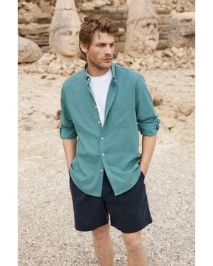 Grimelange Long Sleeve Shirt With Pocket - Blue