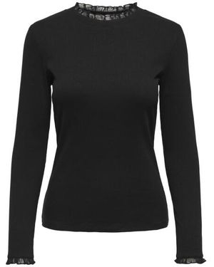 ONLY Onlleslie Ls Lace Mix Top Jrs Noos - Zwart