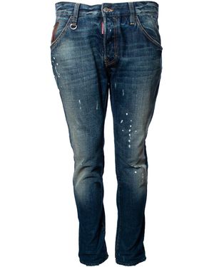 DSquared² Blauwe Jeans Met Slijtage En Verfspetjes