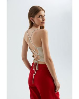 Hiccup Spaghetti Strap Cami Top With A Back Detail - Red