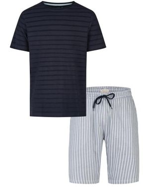 Phil & Co. Berlin Shortama Korte Pyjama Set Donkerblauw/Grijs Gestreept