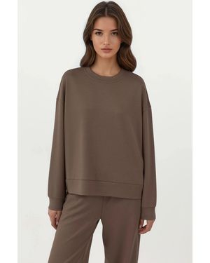 Hiccup Modal Touch Basic Sweatshirt - Brown