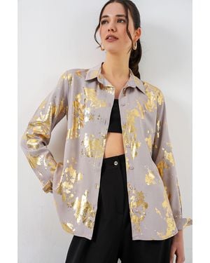 Bigdart Oversized Striped Button-Up Shirt - Natural