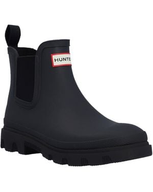 HUNTER Downpour Rubber Zwarte Wellingtonlaarzen - Blauw