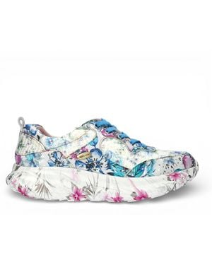 Laura Vita Sofiao 07 Floral Leather Trainers Platform Trainer Shoes - Blue