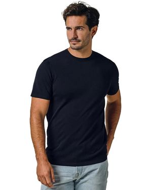 Profuomo T-Shirt Gemêleerd Lyocell Ronde Hals - Blauw