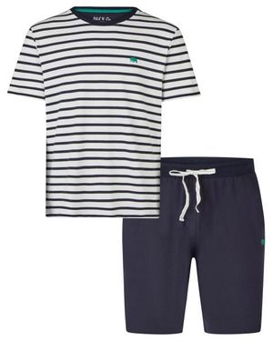 Phil & Co. Berlin Shortama Korte Pyjama Set Crème/Donkerblauw Gestreept