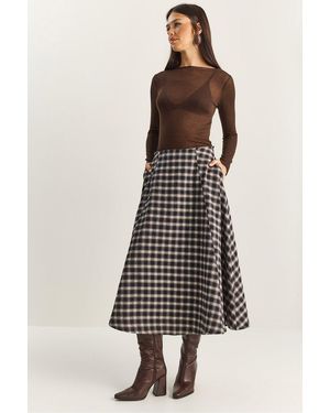 Bianco Lucci High Waist Midi Skirt - White