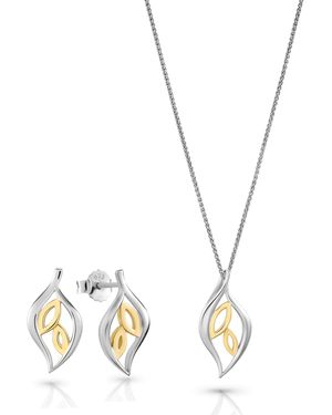 Orphelia 'Charlotte' 925 Sterling Set: Chain-Pendant + Earrings - Metallic