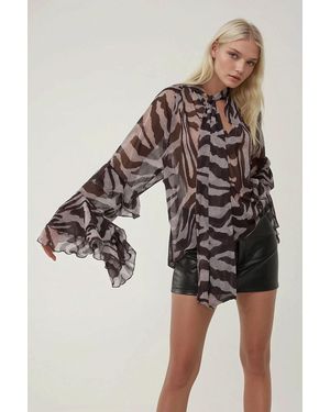 Hiccup Zebra Print Ruffle Detail Blouse - Multicolour