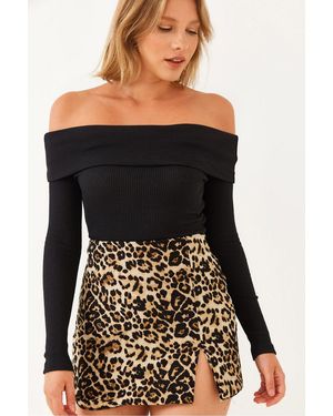 Bianco Lucci Ribbed Textured Blouse - Black