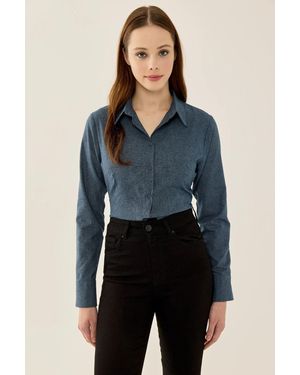 Hiccup Plaid Buttoned Slim Fit Shirt - Blue