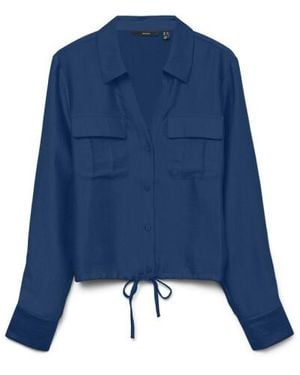 Vero Moda Vmtoma Ls Tie Shirt Wvn Lcs Kobalt - Blauw