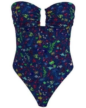 Tommy Hilfiger Bloemenpak Uit Één Stuk (Marine) - Blauw