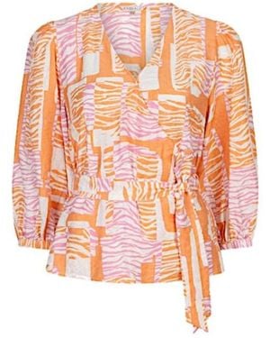 EsQualo Blouse Sp26-10029 Print - Oranje