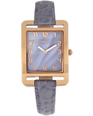 Bertha Marisol Swiss Mop Leather-Band Watch - Blue