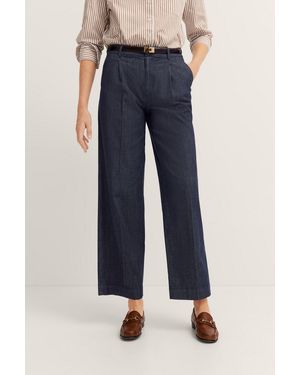 Bugatti Damen Chino Met Plooi En Rechte Pijpen - Blauw