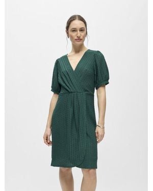 Object Feodora Short Sleeve Mini-Jurk - Groen