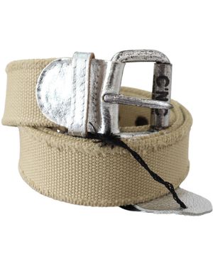 CoSTUME NATIONAL Cotton Rustic Logo Buckle Belt - Metallic