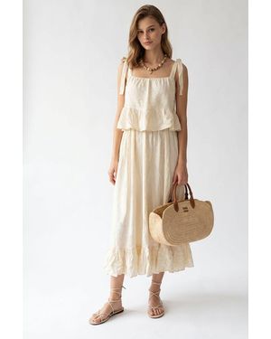 MixRay Sleeveless A-Line Midi Dress - Natural