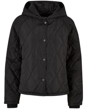 Urban Classics Diamond Quilted Oversized Hooded Jacket - Zwart