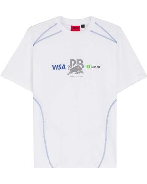 HUGO Volwassen Crew Neck Korte Mouwen Competitie T-Shirt - Wit