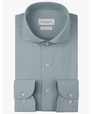 Profuomo Lange Mouwen Overhemd Japanese Knitted - Blauw