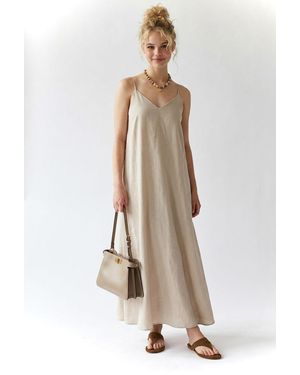 MixRay Sleeveless A-Line Maxi Dress - Natural