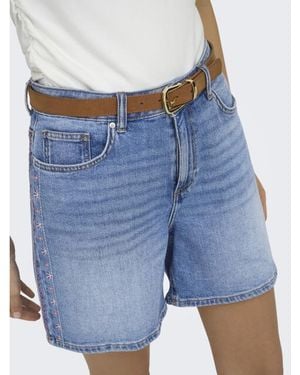 ONLY Onljosephine Stret Emb Dnm Shorts Y - Blauw