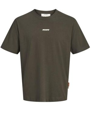 Jack & Jones Jcoclub Back Script Tee Ss Crew Neck Sn Antraciet - Groen