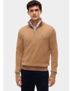 Tommy Hilfiger Half Zip Pima Org Ctn Cashmere Zip Moc Mw0Mw28049/A1L - Naturel