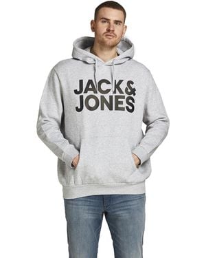 Jack & Jones Hoodie Lichtgrijs Met Capuchon Buidelzak