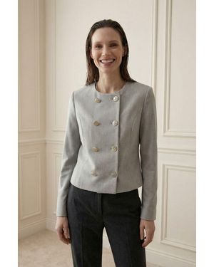 My Fashion Tailored Short Buttoned Tweed Jacket - Grey