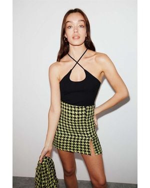 Grimelange High Waist Herringbone Mini Skirt - Green