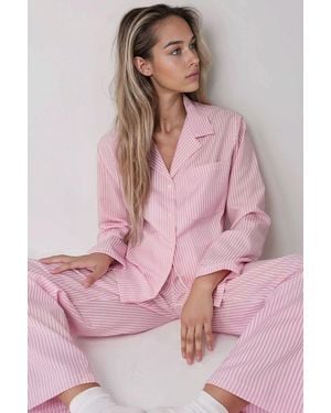 Hiccup Striped Cotton Pyjama Set - Pink