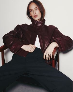 Veronica Beard Bateman Cropped Leather Jacket - Black