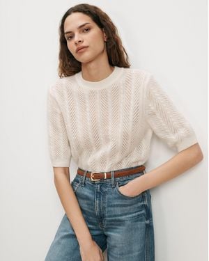 Veronica Beard Shana Pointelle Sweater - Natural