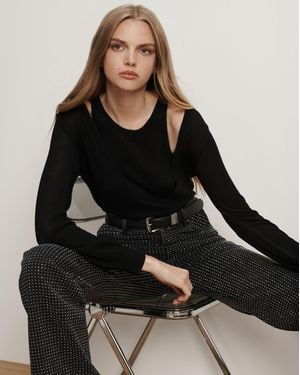 Veronica Beard Lolasee Merino Wool Pullover - Black