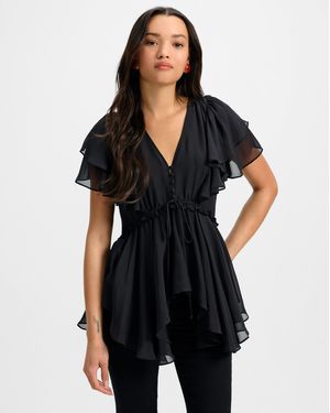 Veronica Beard Sammie Silk Blouse - Black