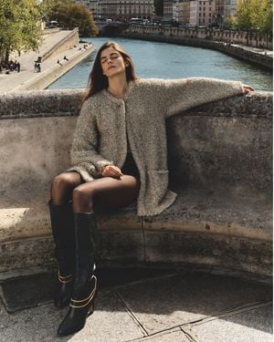 Veronica Beard Rozan Metallic Knit Jacket - Gray