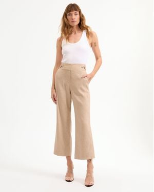 Veronica Beard Aubrie Cropped Wide-leg Pant - Natural