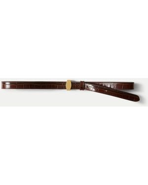 Veronica Beard Dash Croc-embossed Belt - Natural