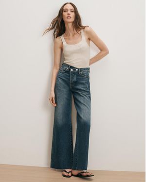 Veronica Beard Taylor Crossover-waistband Wide-leg Jean - Blue