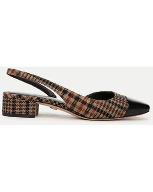 Veronica Beard Cecile Plaid Cap-toe Slingback - White