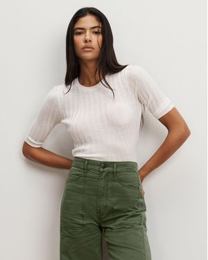 Veronica Beard Debois Merino Wool Top - Natural