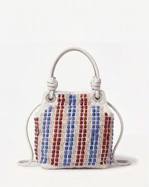 Veronica Beard Small Beaded Slouch Bag - White