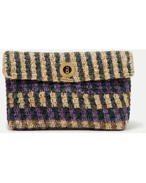 Veronica Beard Raffia Anchor Clutch - White