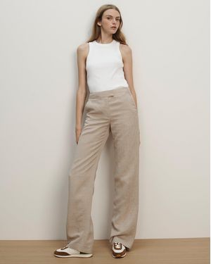 Veronica Beard Broderick Plaid Pant Dark Acorn Dove White - Natural